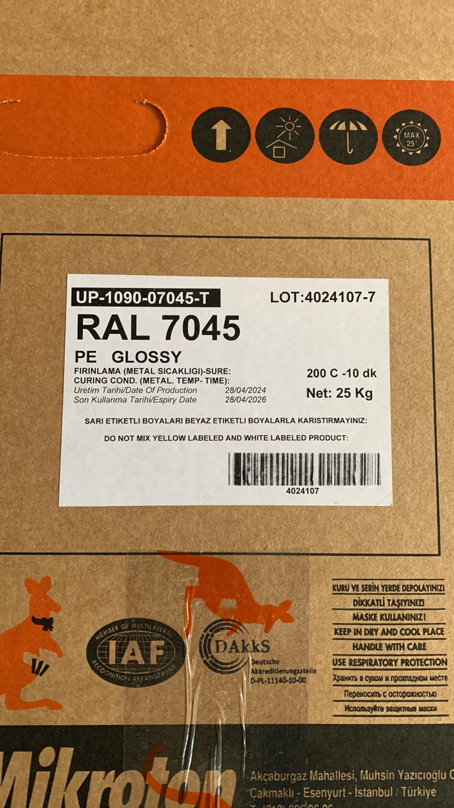 Порошкова поліефірна фарба Mikroton UP-1090-07045-T RAL 7045 сірий глянець 25 кг.